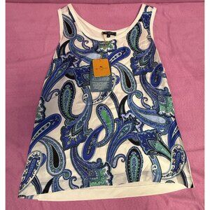 NEW Etro Milano women’s blue and green paisley silk cotton tank blouse sz large